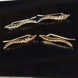 Vintage Jewelry Exquisite Gold Plated Leaf Earrings | Modern Beautiful Feather Stud Earrings for Women