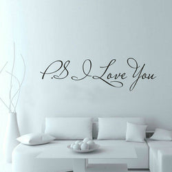 Wall Art Decal Home Decor | PS I Love You | Famous & Inspirational Quotes | Living Room Bedroom Removable Wall Stickers | 58*15cm