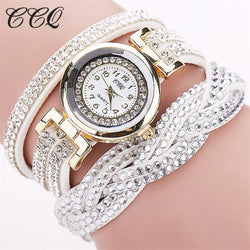 Casual Quartz Women Rhinestone | Watch Braided Leather Bracelet Watch