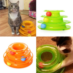 Cat Toys Three Levels Tower Tracks Disc | Cat Pet Toy Intelligence Amusement Rides Shelf