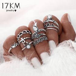 Gold Color Flower Midi Ring Sets for Women | Silver Color Boho Beach Vintage Turkish Punk | Elephant Knuckle Ring |10pcs/Set